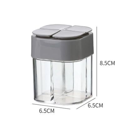 2023 New 4 In 1 Camping Seasoning Jar with Lids Transparent Spice Dispenser 4 Compartment for Cooking BBQ Salt and Pepper Shaker