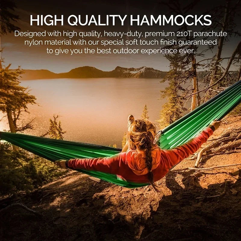 Nylon Color Matching Hammock Outdoor Camping Ultra Light Portable Hammock for Double Person Outdoor Recreation Hammock Swing